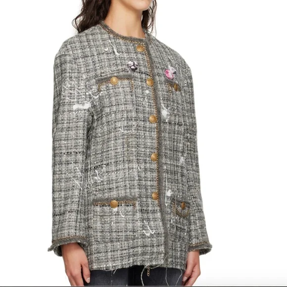 Like New R13 Paint Splatter tweed blazer/jacket, L,  PG1456 - Picture 6 of 16